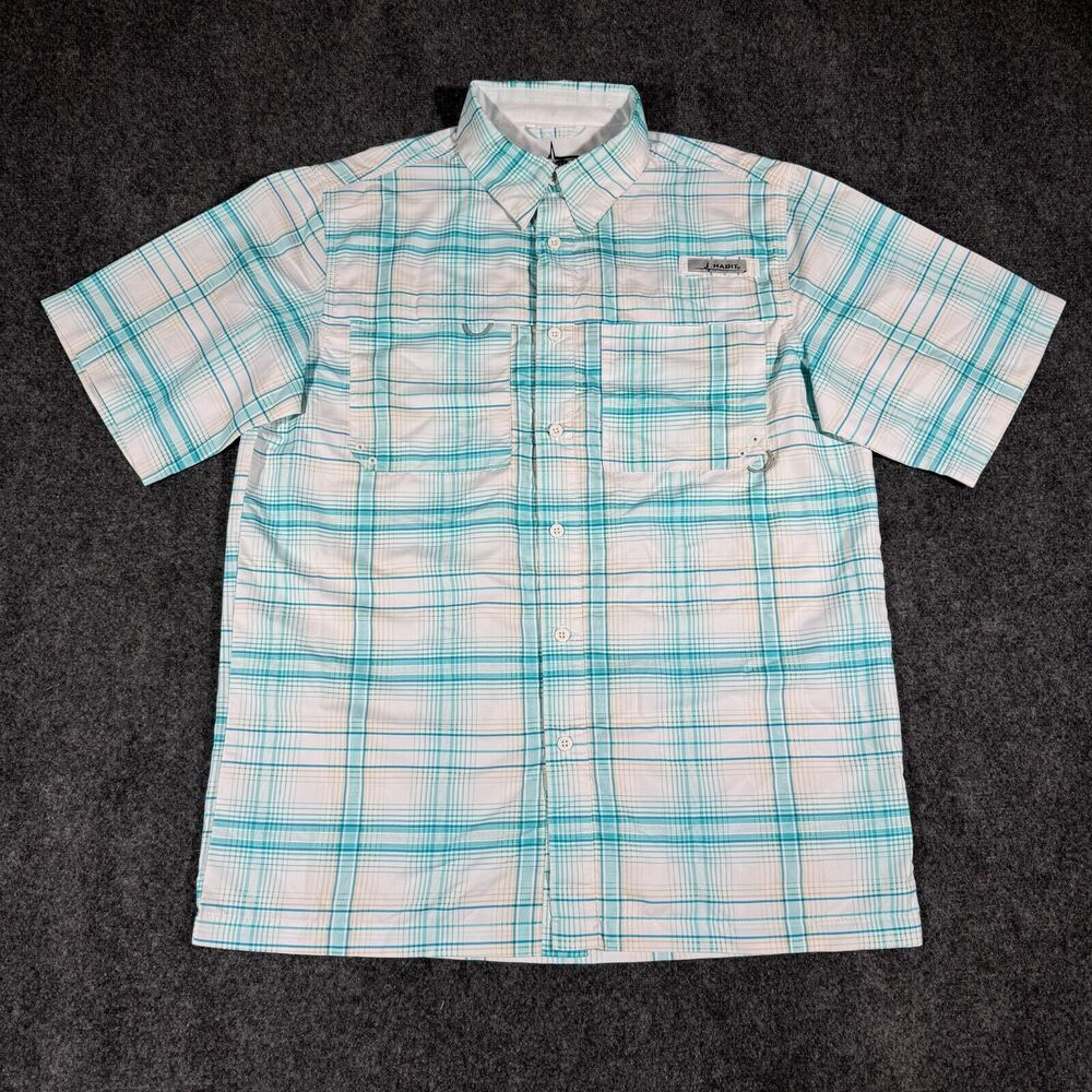 Habit NWT Shirt Men M Plaid Harbor Bay River Fishing Summer Vacation Cruise Golf